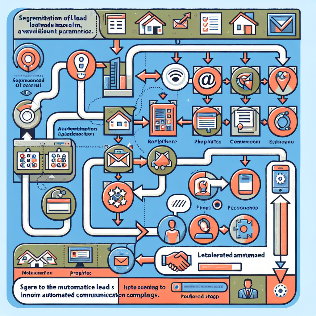 Flowchart of segmenting leads, automated campaigns, and follow-up processes for real estate agents