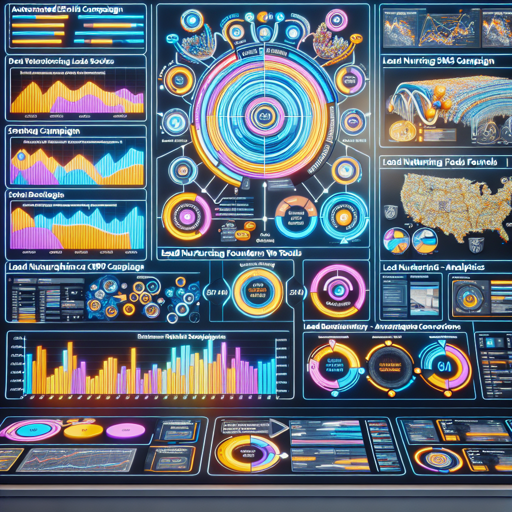 CRM dashboard showcasing automated campaigns, lead nurturing funnels, and analytics charts