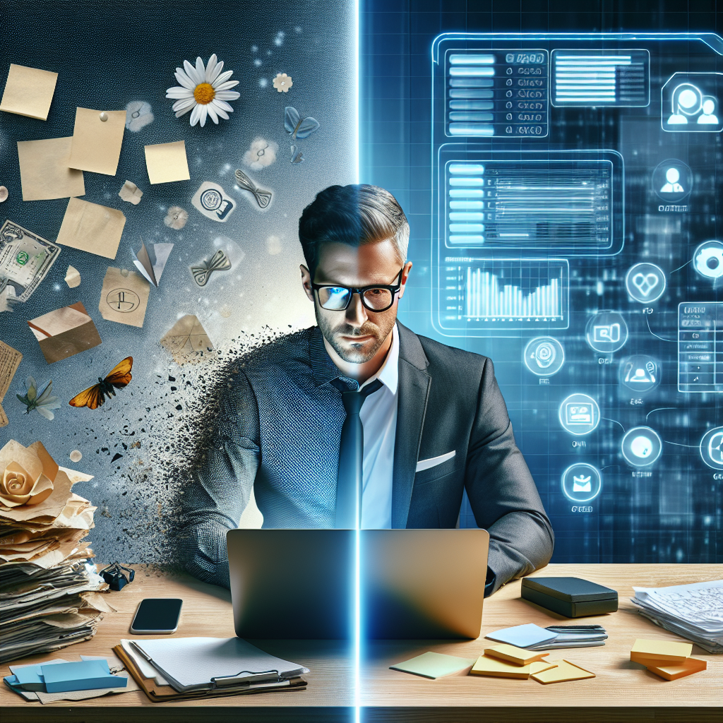 Tempe real estate agent using CRM tools at a desk, transitioning from manual processes