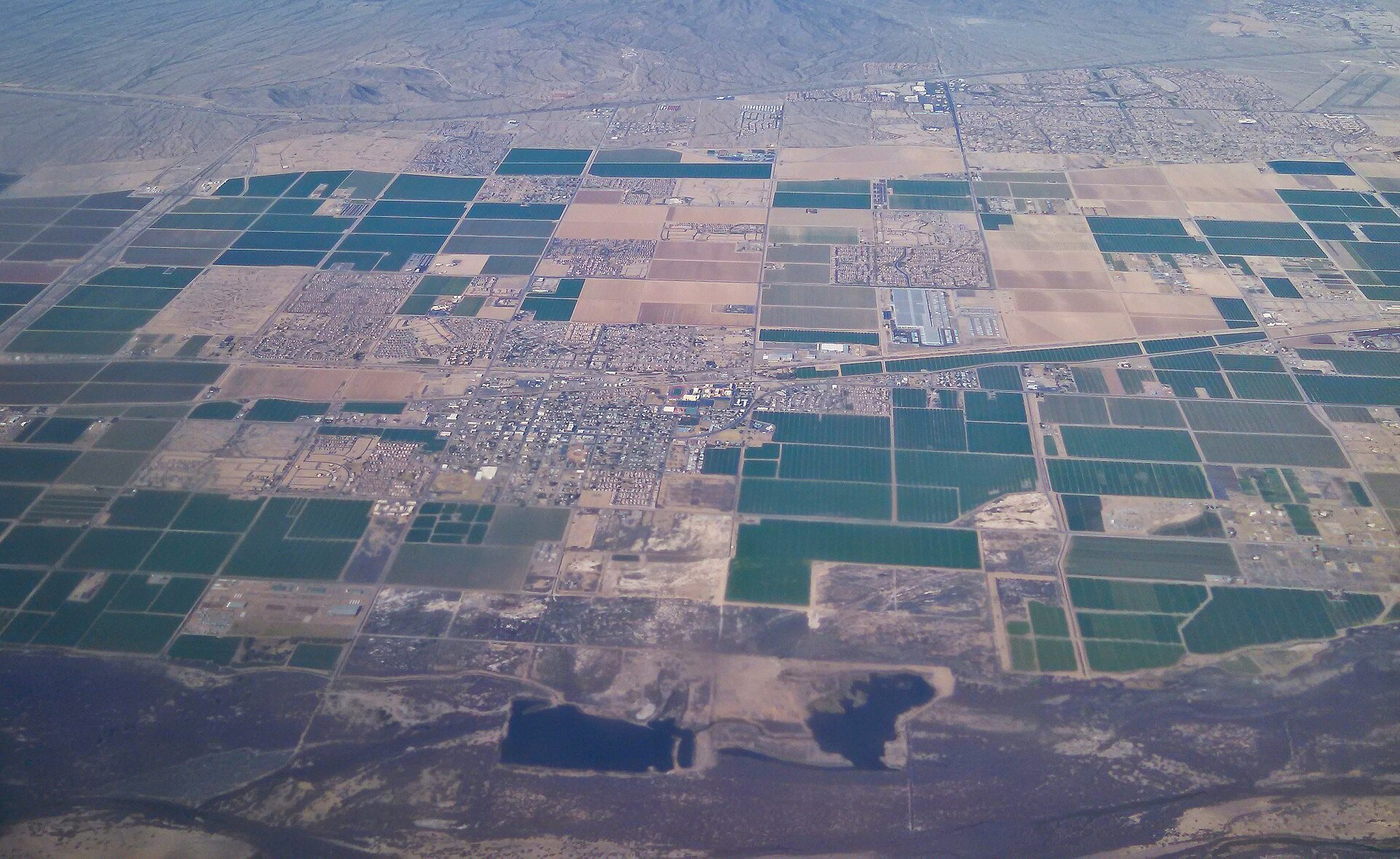 Aerial view of Buckeye Arizona and surrounding desert development
