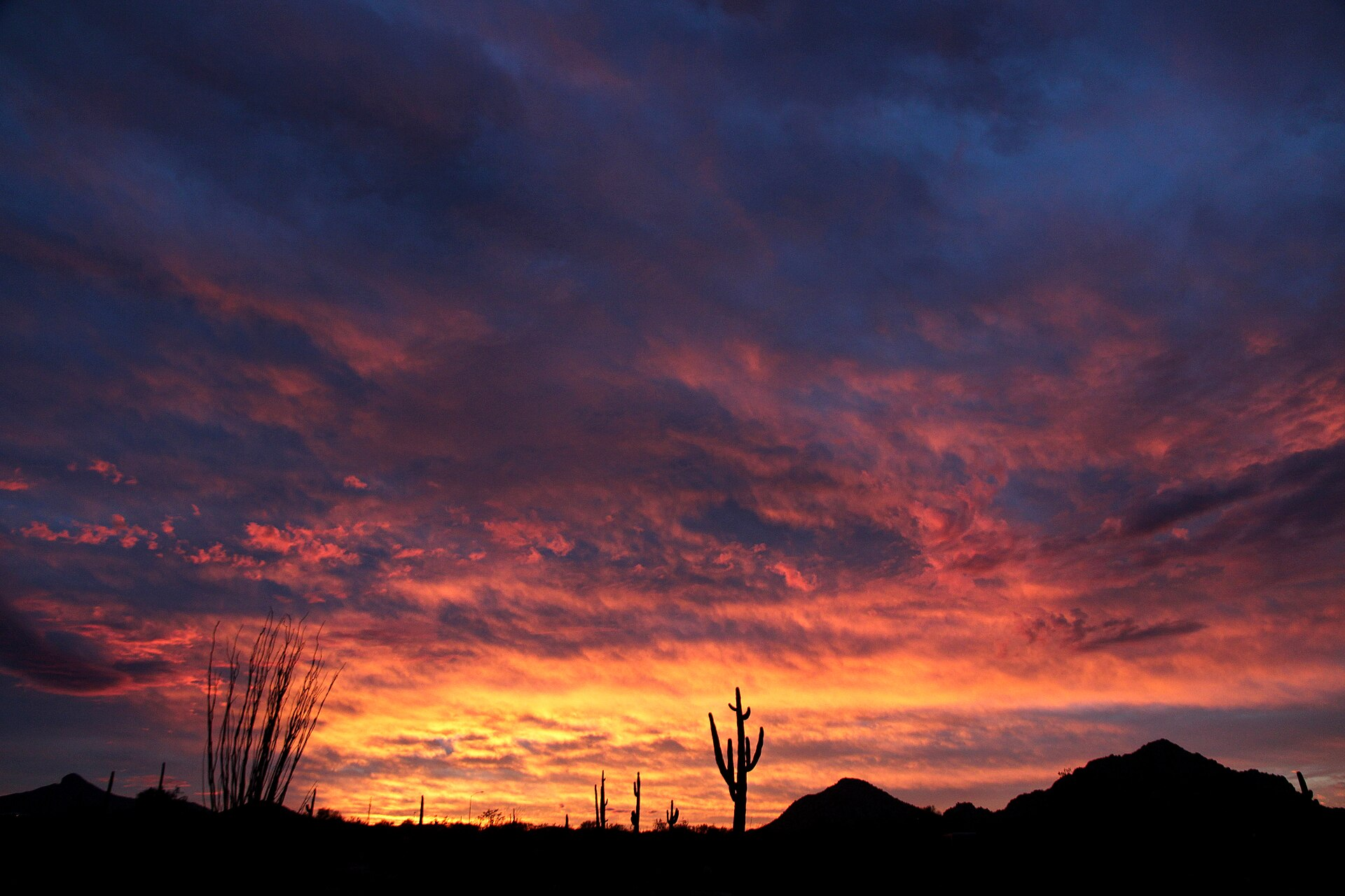 Desert sunset near Casa Grande in Pinal County Arizona