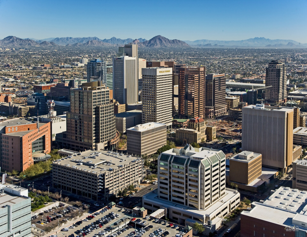 Aerial view of downtown Phoenix, Arizona