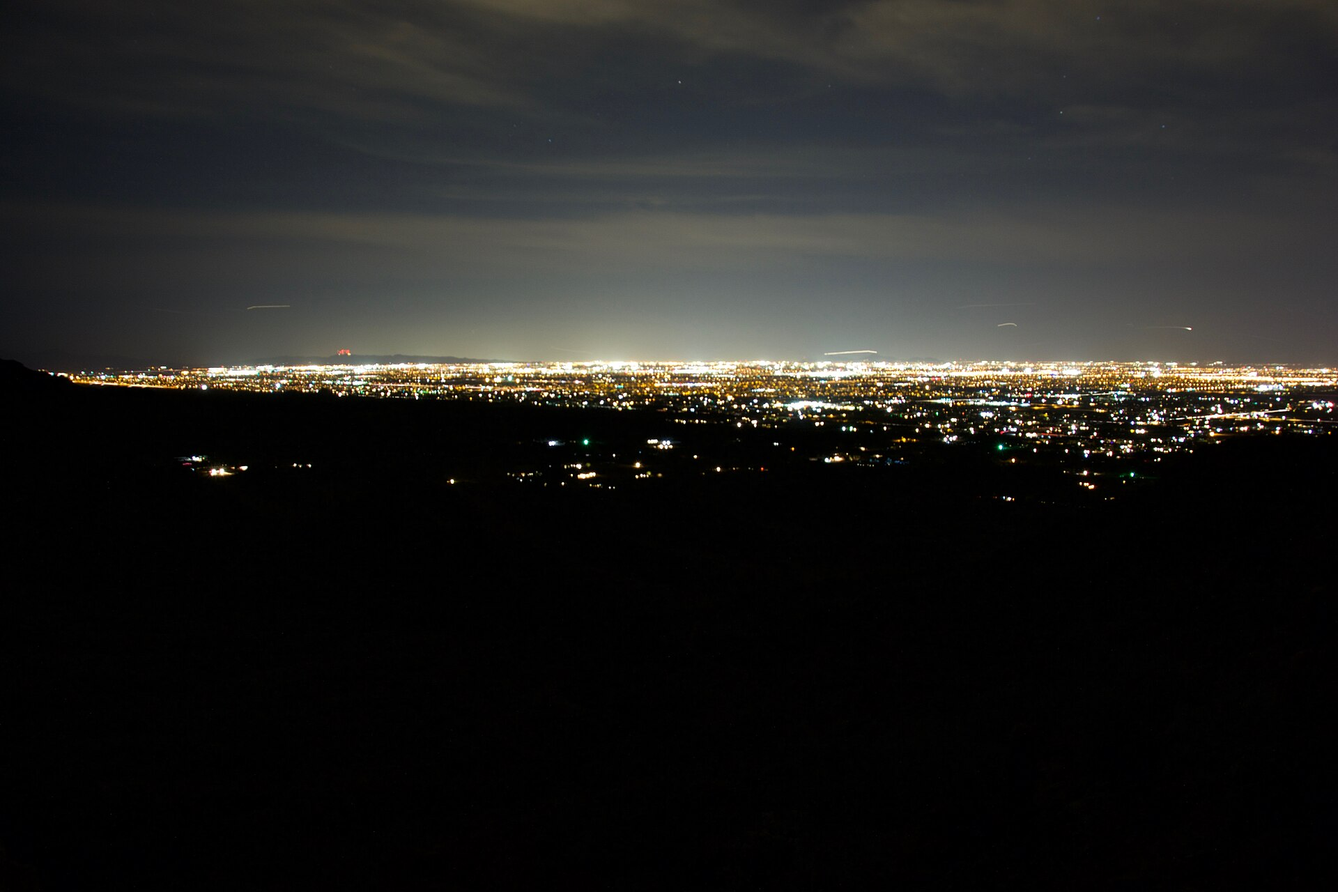 Evening lights near the San Tan Mountains in Arizona