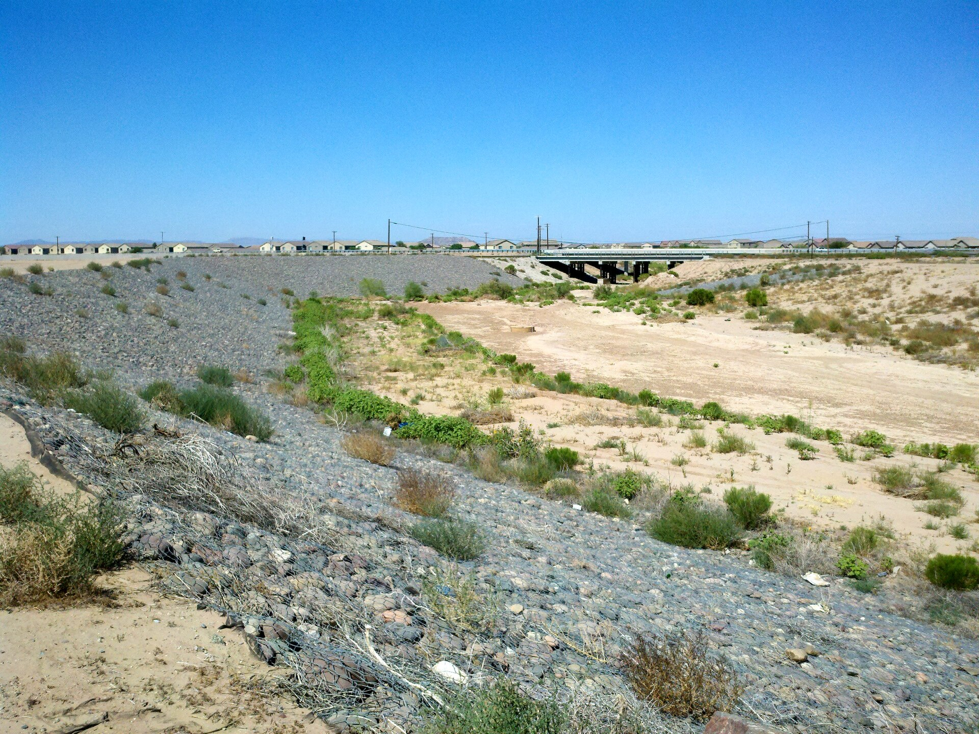 Santa Rosa Wash levee near the Maricopa Casa Grande Highway in Arizona