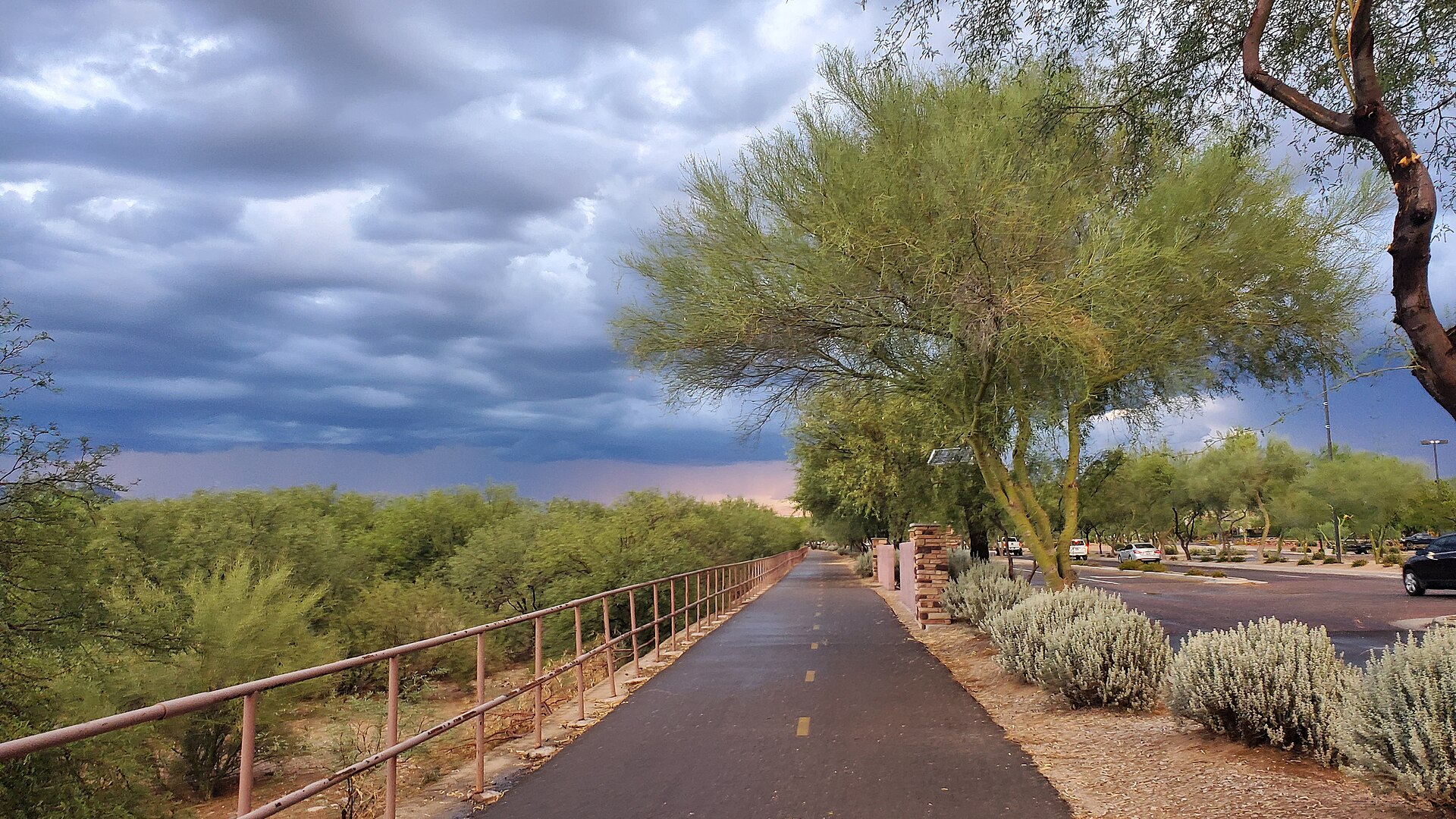 Evening storm clouds above Oro Valley Marketplace in Oro Valley Arizona
