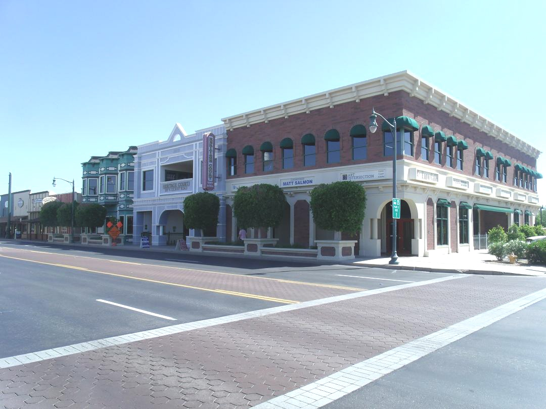 Gilbert Heritage District viewed from Gilbert Road in Arizona