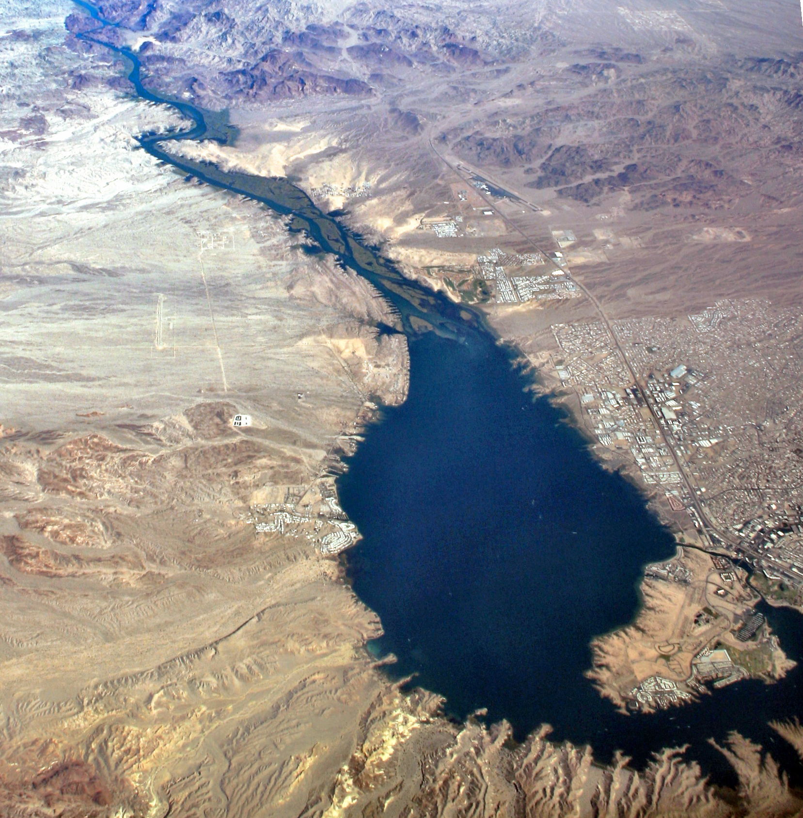 Aerial view of Lake Havasu and Lake Havasu City Arizona