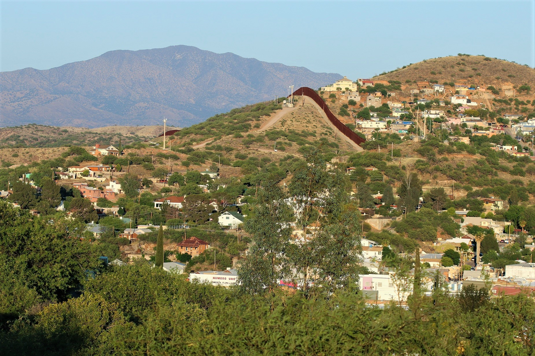 View of Nogales Arizona and Nogales Sonora from the Arizona side of the international border